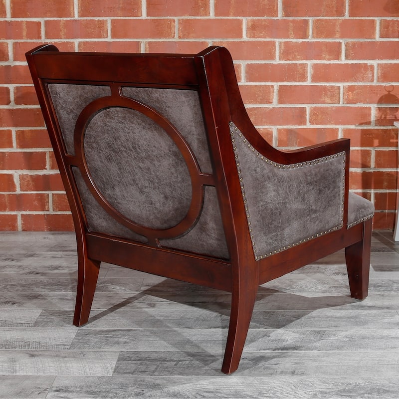 DTY Indoor Living Breckenridge Leather Accent Chair, Gray Suede