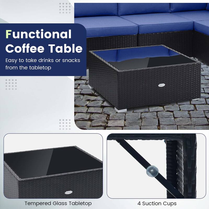 Costway 10 PCS Patio Rattan Furniture Set Outdoor Wicker Sofa Table - See Details