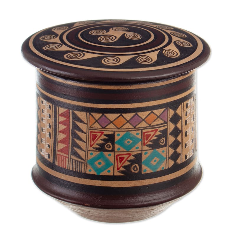 Novica Handmade Inca Splendor Ceramic Decorative Box