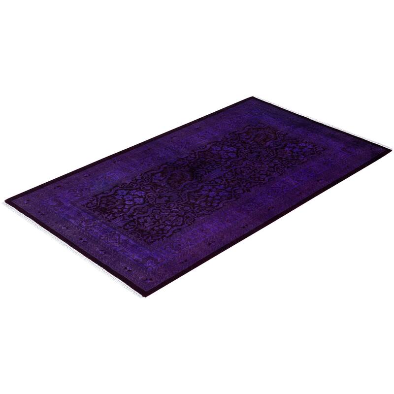 Overdyed One-of-a-Kind Hand-Knotted Runner Rug - Purple - 2' 8" x 4' 7"