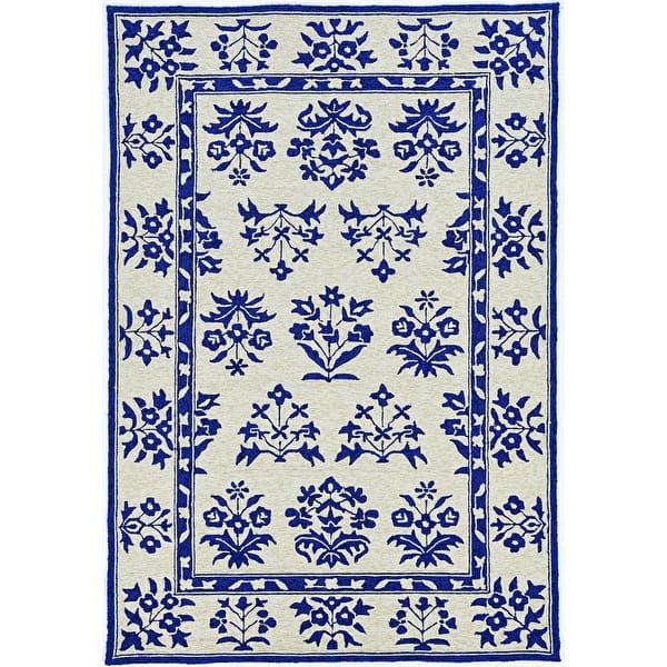 3'X5' Spa Blue Hand Hooked Uv Treated Bordered Indoor Outdoor Area Rug 3'X5' Spa Blue Hand Hooked Uv Treated Bordered Indoor Outdoor Area Rug