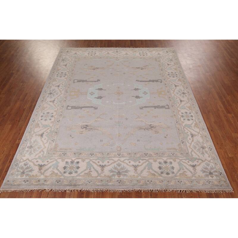 Earth Tone Oushak Indian Area Rug Handmade Wool Carpet - 8'0"x 9'9"