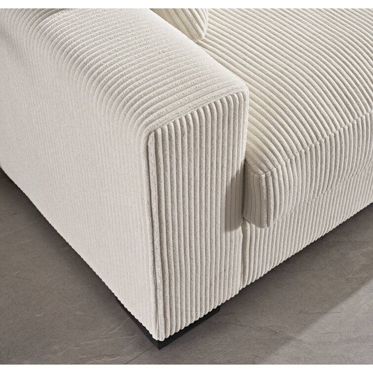 Upholstered in Soft Corduroy Fabric with Removable Cushions, Sofa for Living Room and Bedroom