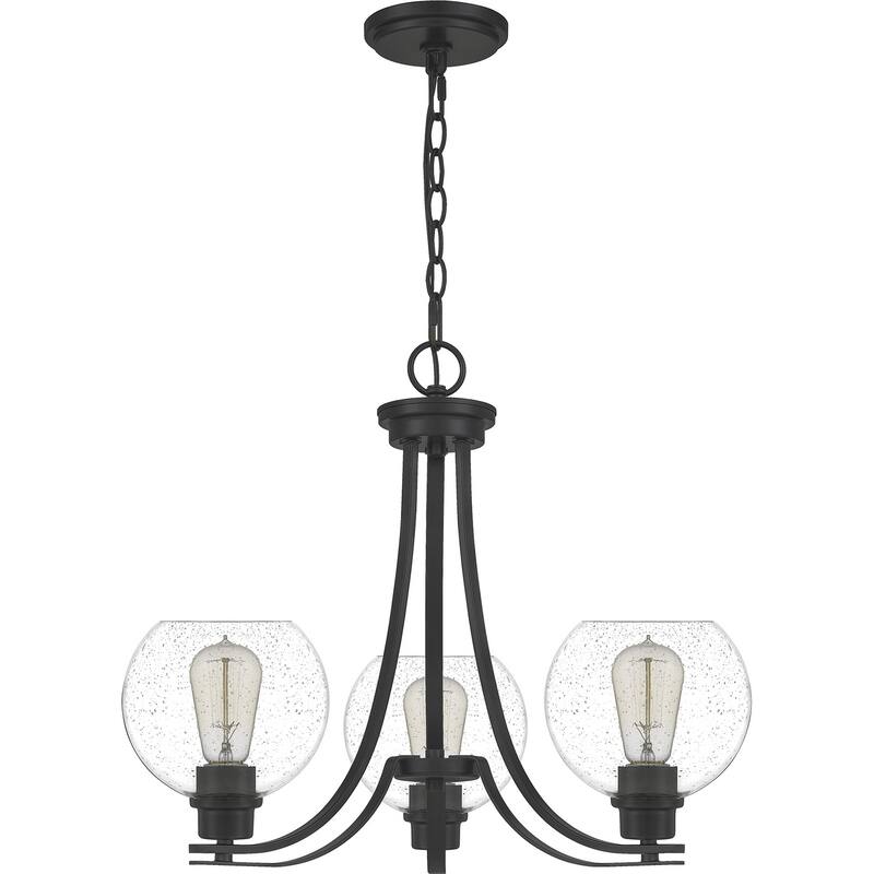 Quoizel Pruitt 3-Light 18" Transitional Chandelier in Matte Black - Matte Black