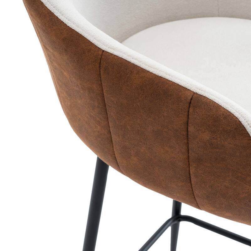 26.5" Modern-Style Counter Bar Stools, Upholstered with Durable Metal Legs