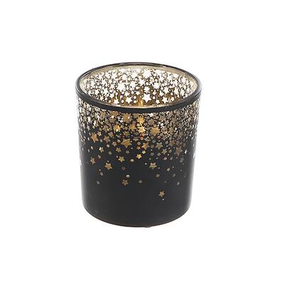 Christmas Glass Tealight Holder Falling Stars - Set of 2 - N/A