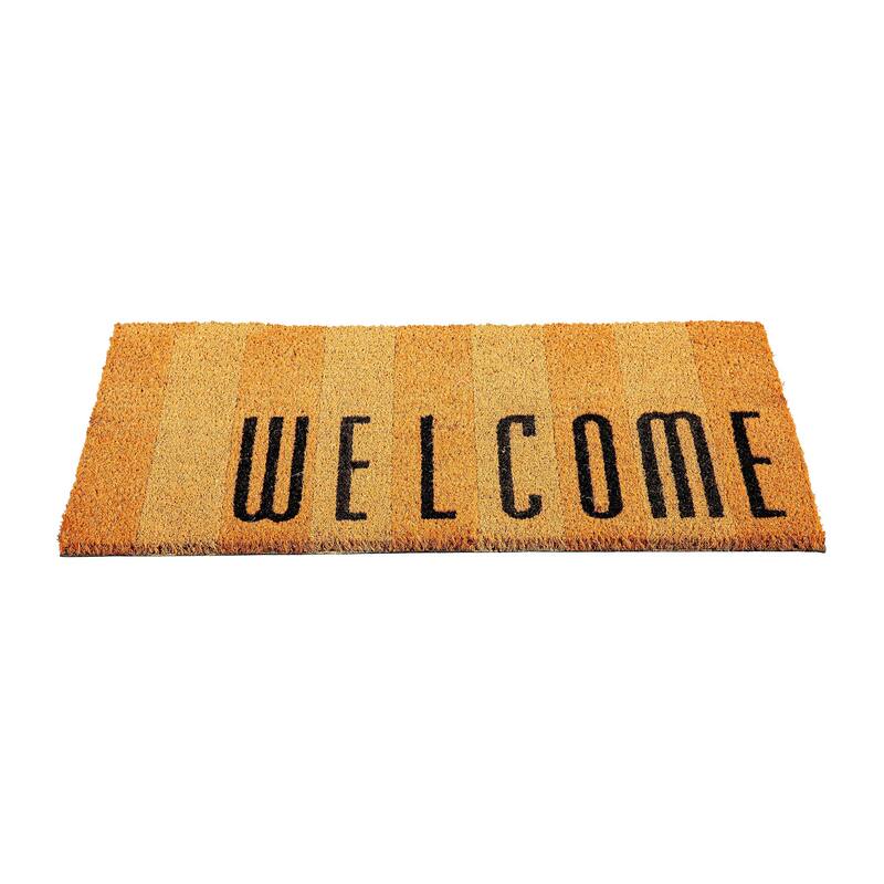 28 in. x 16 in. Welcome Striped Coir Mat