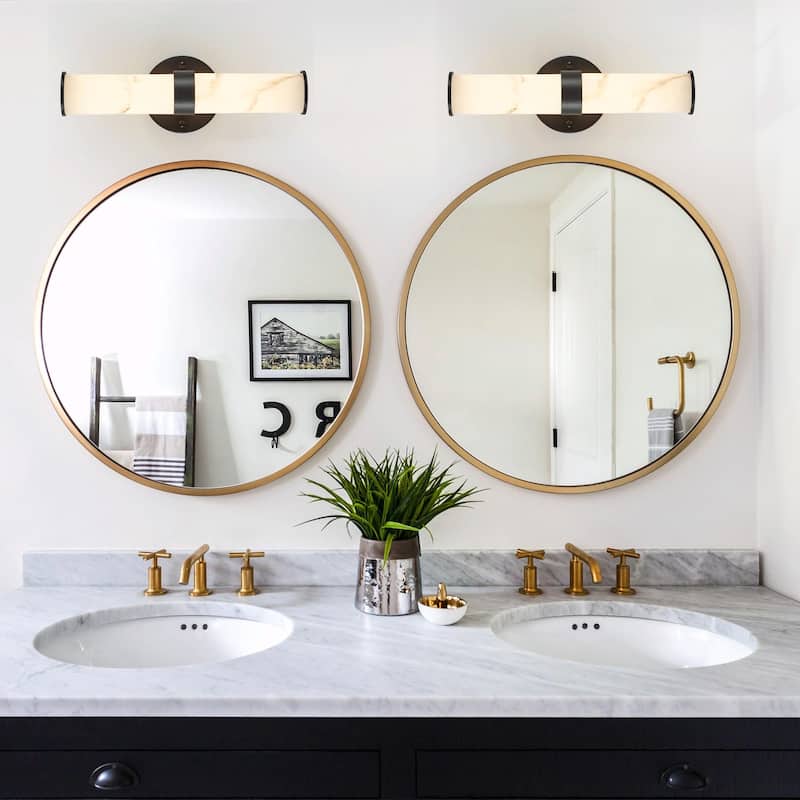 Resin Imitation Marble Wall Sconce, Set of 2 - Modern Vertical Light Fixture (Indoor Use Only)