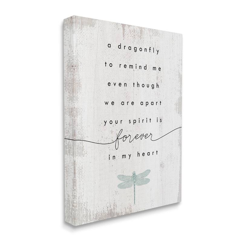 Stupell Dragonfly to Remind Me Grieving Inspirational Insect Phrase Canvas Wall Art - Black