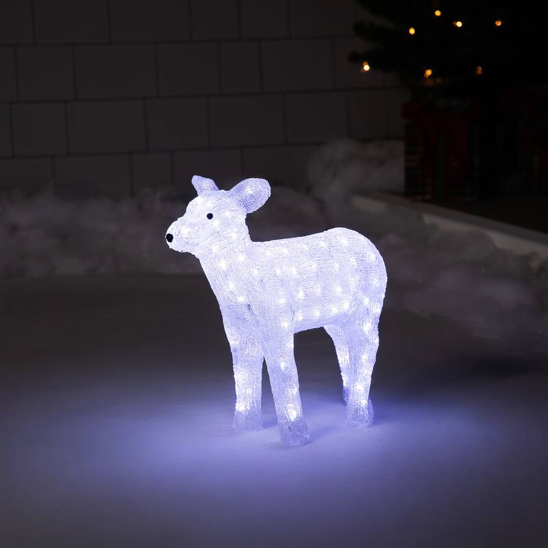 18" Lighted Acrylic Baby Reindeer Christmas Outdoor Decoration - Clear