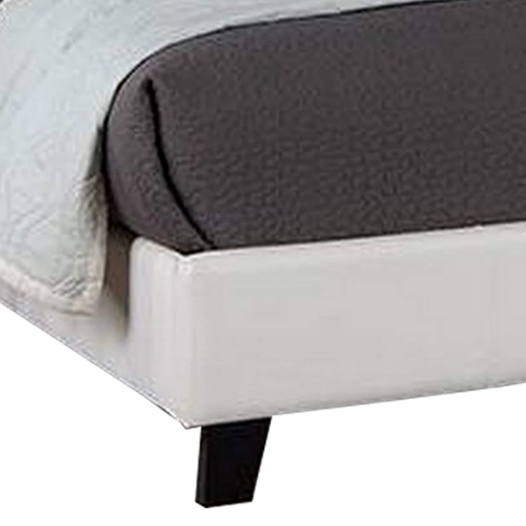 Amy Queen Size Platform Bed, Vegan Faux Leather Upholstery, White - Bed ...
