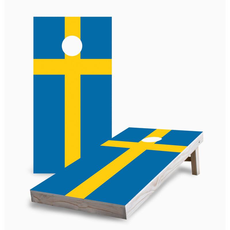 Swedish Flag Corn Hole Board Set with Carry Case - 16 Years and Up