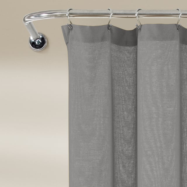 Lush Decor Two-tone Linen Button Shower Curtain