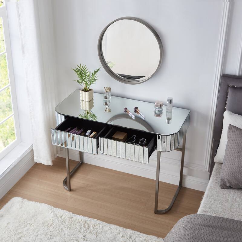 Mirrored Console Dressing Table with 2 Drawers