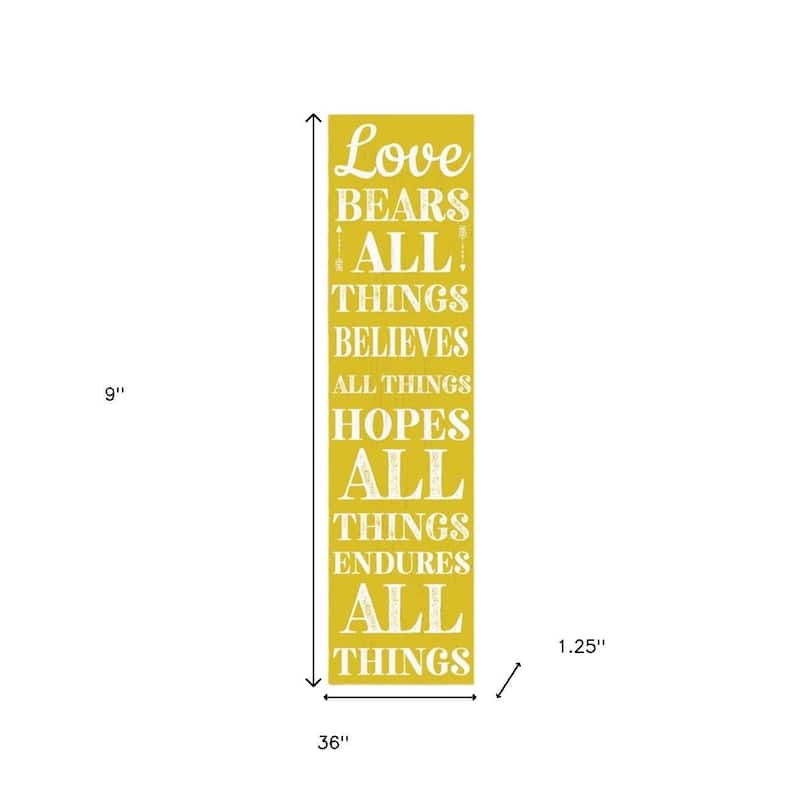 HomeRoots 36" Yellow And White Solid Wood Love Religious Porch Sign
