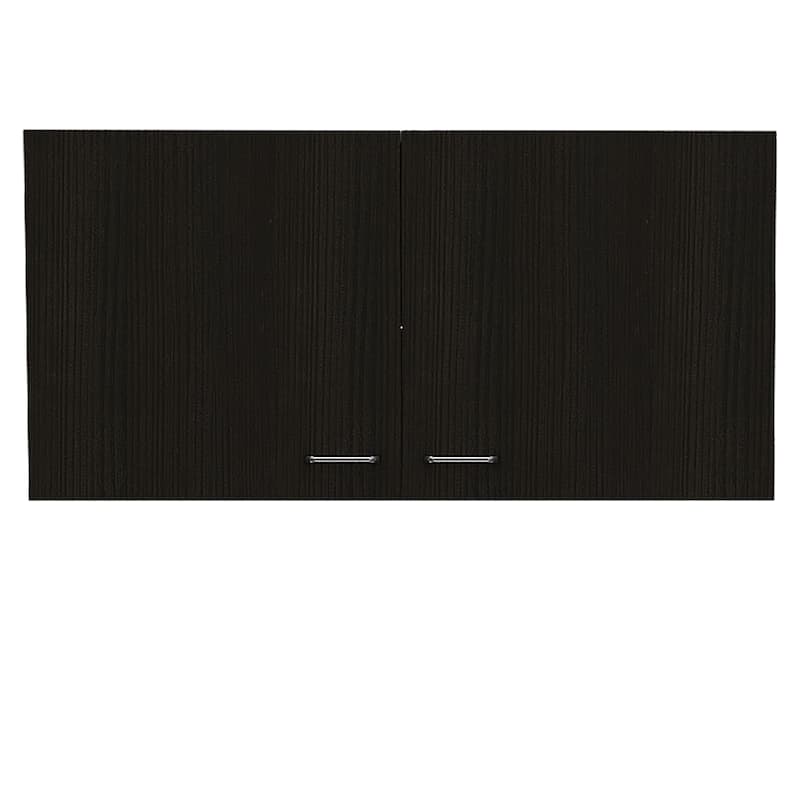 Wall Cabinet, Two Shelves, Double Door, Black Wengue Finish - Brown