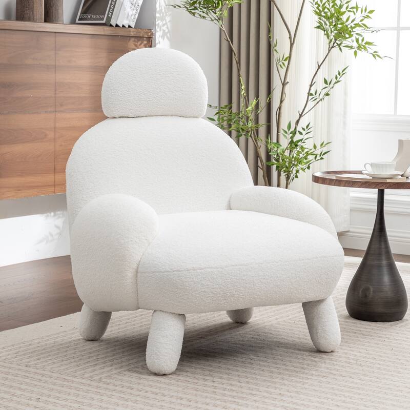 SEYNAR Modern Faux Sherpa Upolstered High Back Armless Accent Chair