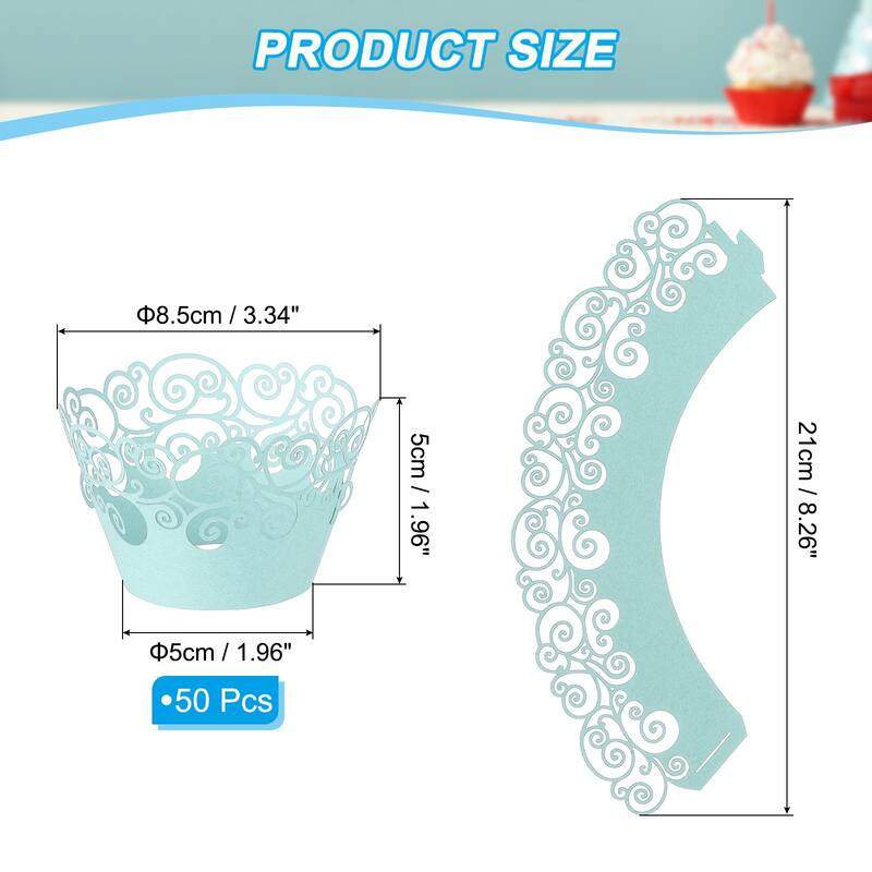 Cupcake Wrappers Paper, 50 Pack Baking Cups Standard Cloud Decor - Light Blue