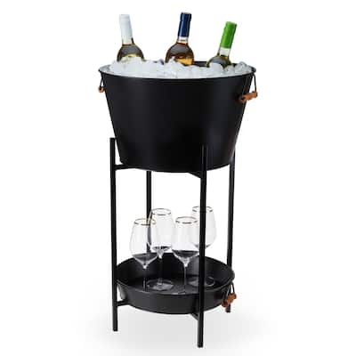 Black Beverage Tub with Stand & Tray by Twine Living