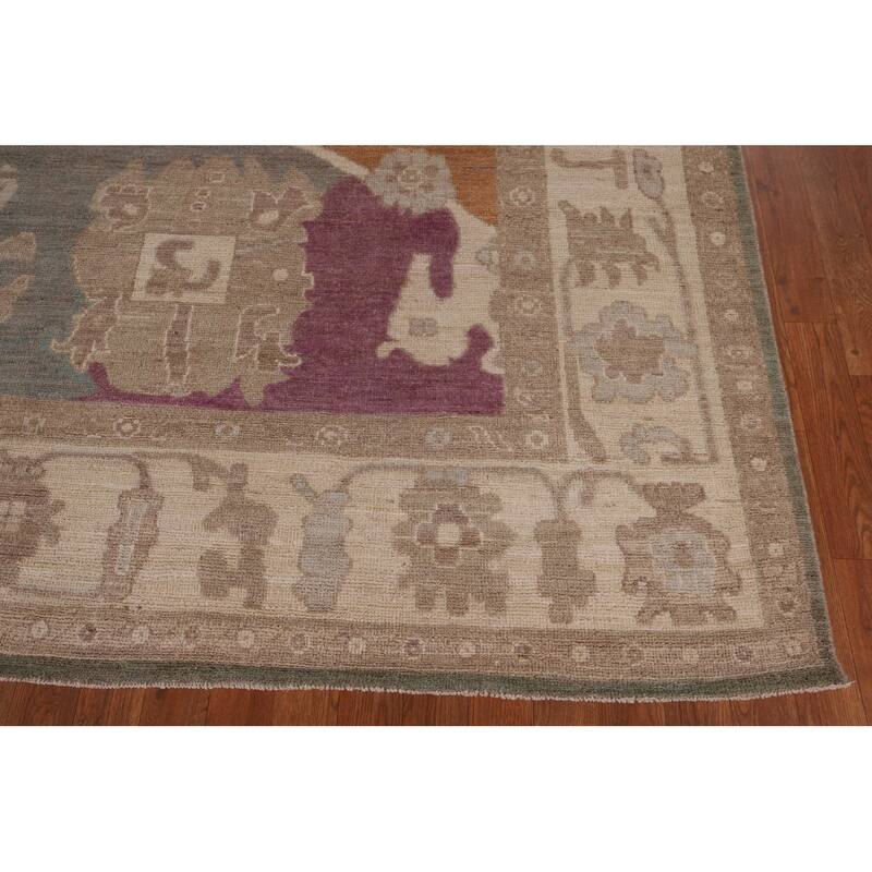 All-Over Floral Oushak Vegetable Dye Area Rug Handmade Wool Carpet - 8'11" x 12'4"