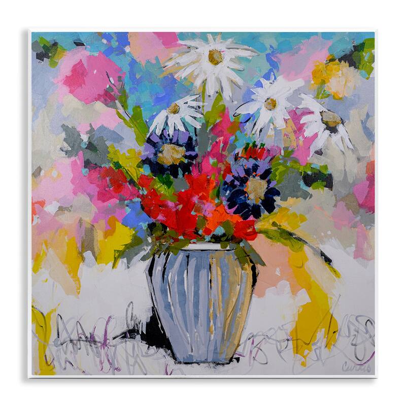 Stupell Bright Clustered Flowers Wall Plaque Art Design By Joan Curtis - 12 x 12