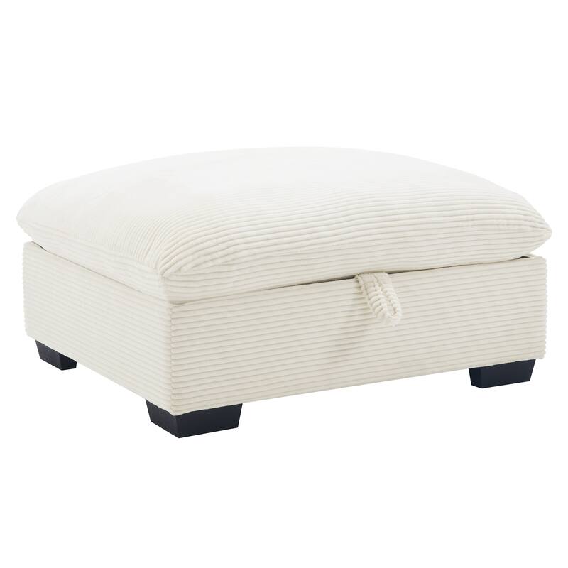 GDFStudio - Marlow Corduroy Fabric Ottoman with Storage - Beige