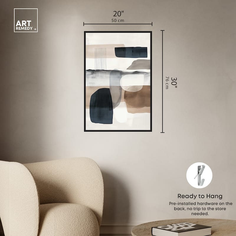 Art Remedy Layers Of Depth Framed Abstract Shapes 1 Piece Canvas Wall Art