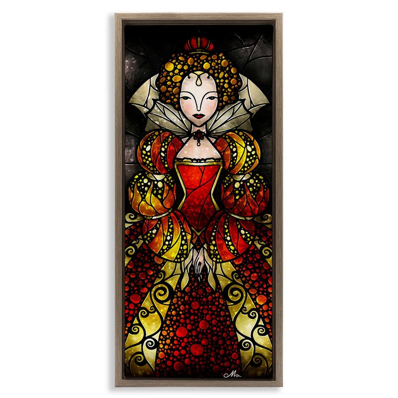 Stupell Royal Elizabeth I Portrait Framed Floater Canvas Wall Art Design By Mandie Manzano - 11 x 25 - Brown