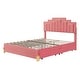 preview thumbnail 7 of 7, Pink Velvet LED Upholstered Platform Bed with RGB Lights, Stylish Metal Legs