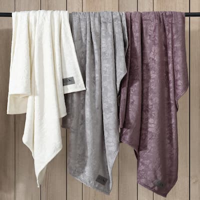 Eddie Bauer Woodblock Floral Embossed Signature Plush Throw Blanket