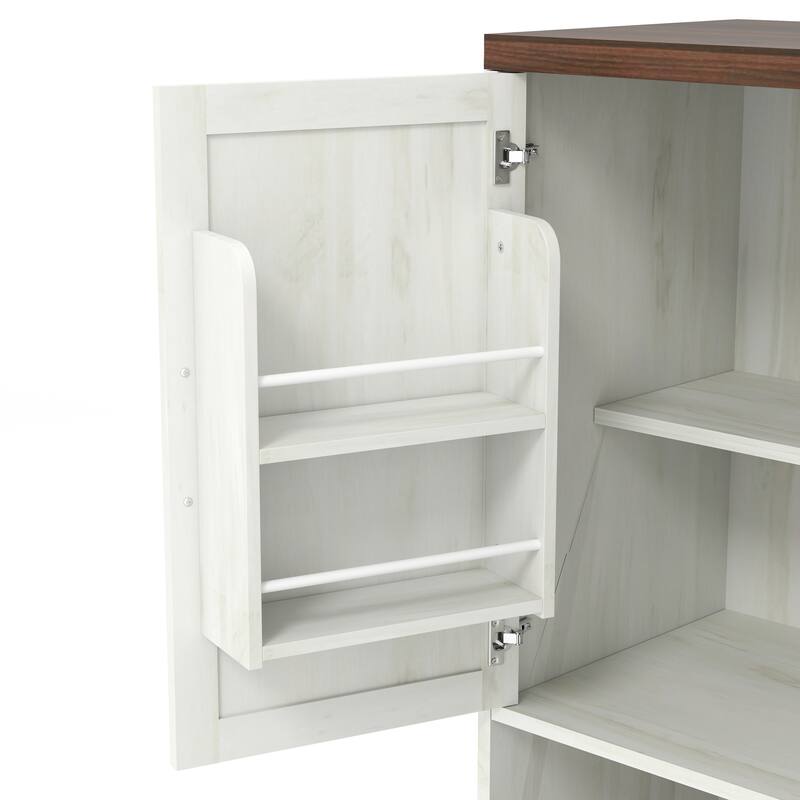 Pantry Cabinet with Glass Holder and Drawer - White
