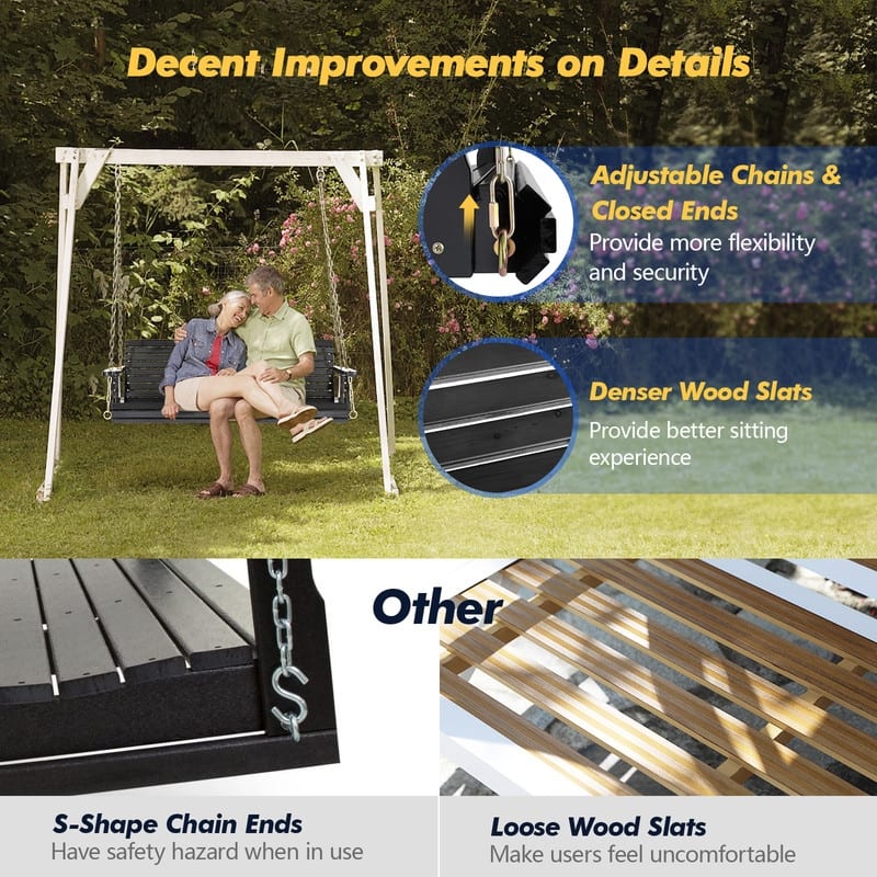 2 Person Patio Wooden Porch Swing