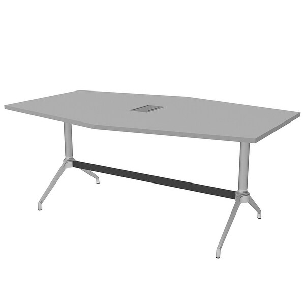 4x6 Hexagon Meeting Room Table With Trestle Base And Power Unit