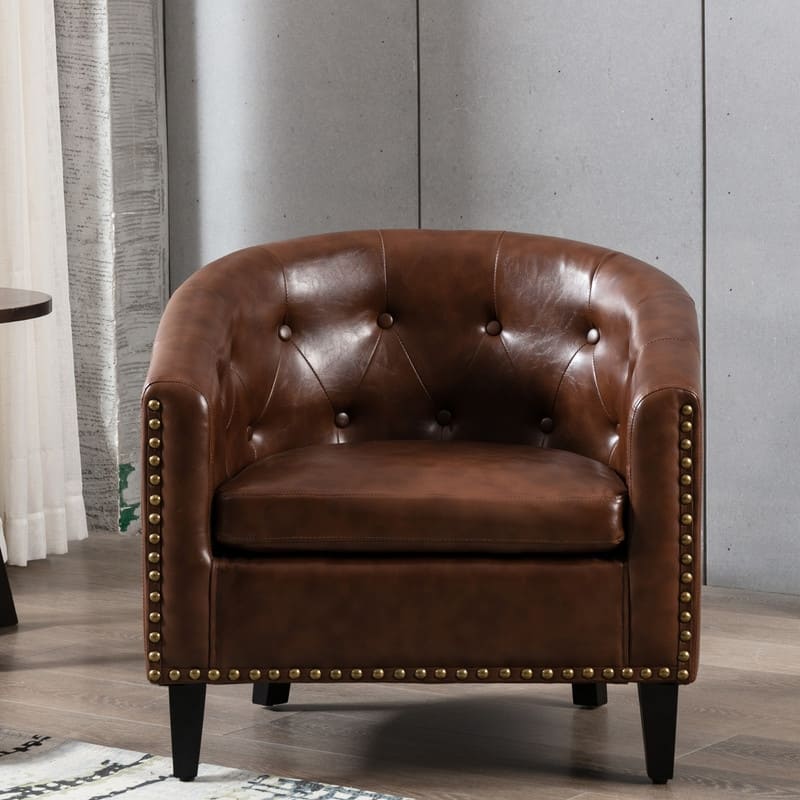 PU Leather Tufted Barrel ChairTub Chair