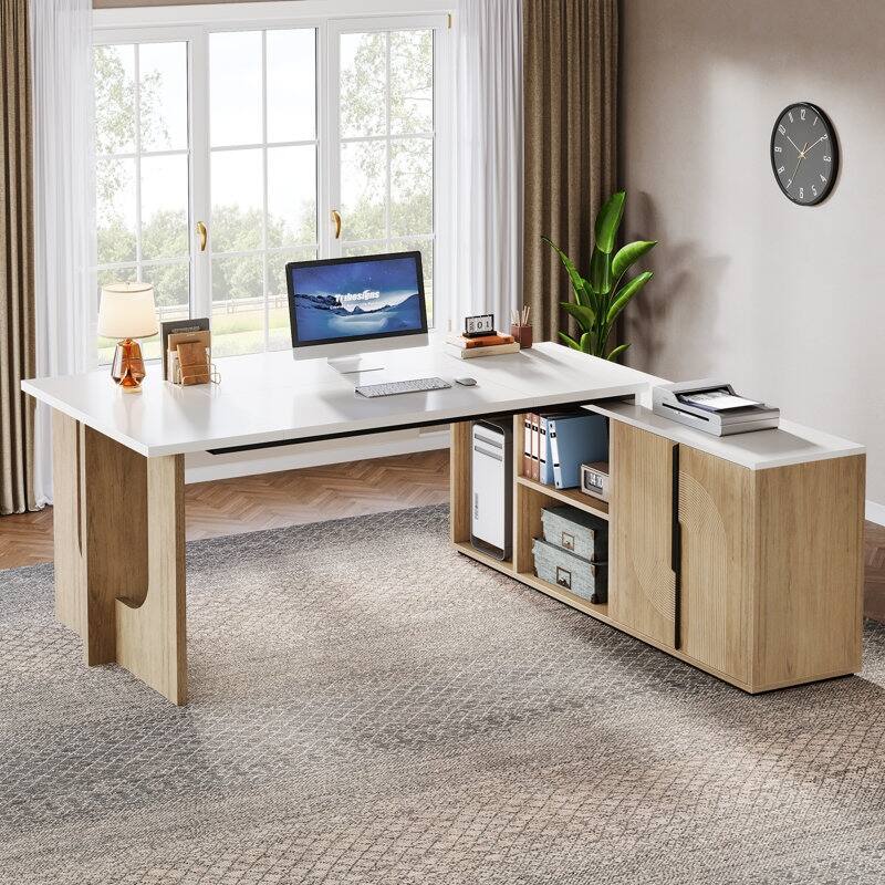 74.8" Executive Desk, Large Office Desk L Shaped Computer Desk