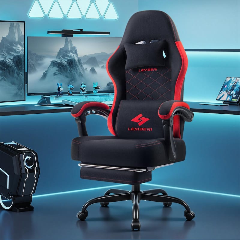 Bossin Gaming Chairs with Footrest, Big and Tall Chair 350lb Capacity, Racing Style Computer Chair with Ergonomic Lumbar Support