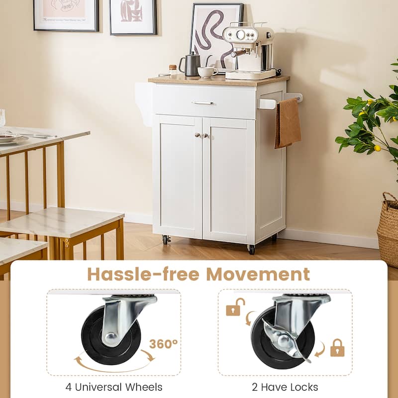 Gymax Rolling Kitchen Island Utility Kitchen Cart Storage Cabinet - See Details