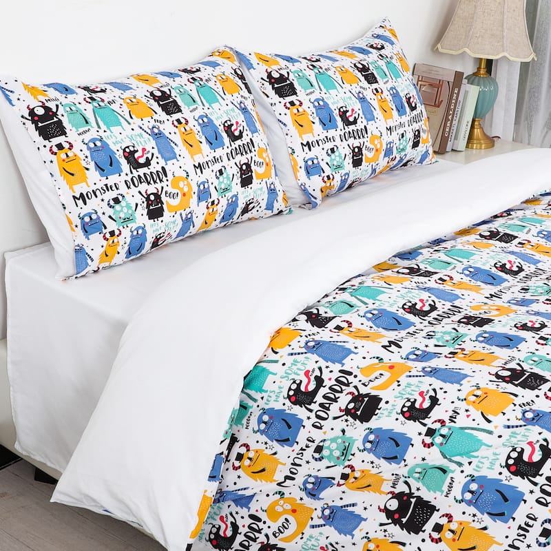 Brushed Microfiber Kids Duvet Cover 5 Piece Cartoon Bedding Set,