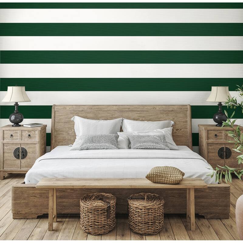 Seabrook Designs Dylan Striped Stringcloth Unpasted Wallpaper