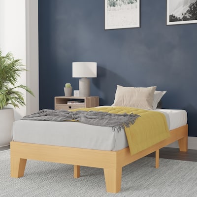 Wood Platform Bed with 14 Wooden Support Slats