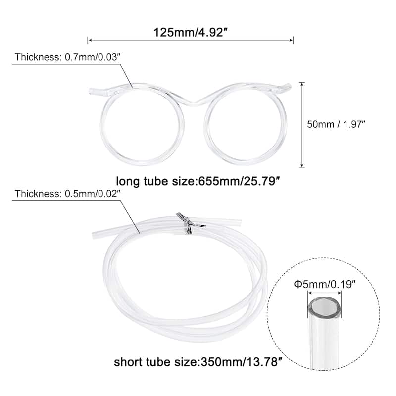 16 Pcs Straw Glasses, Plastic Round Novelty Drinking Eyeglasses Straws - Transparent - 125/350/655mm