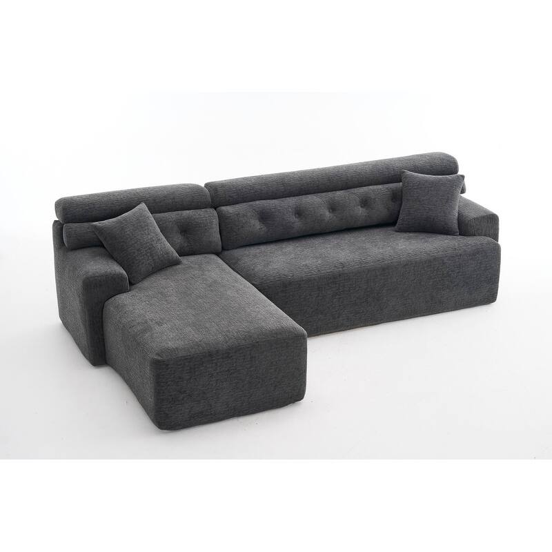 Convertible Chaise Sectional Sofa, Full Compression Sponge L-Shape