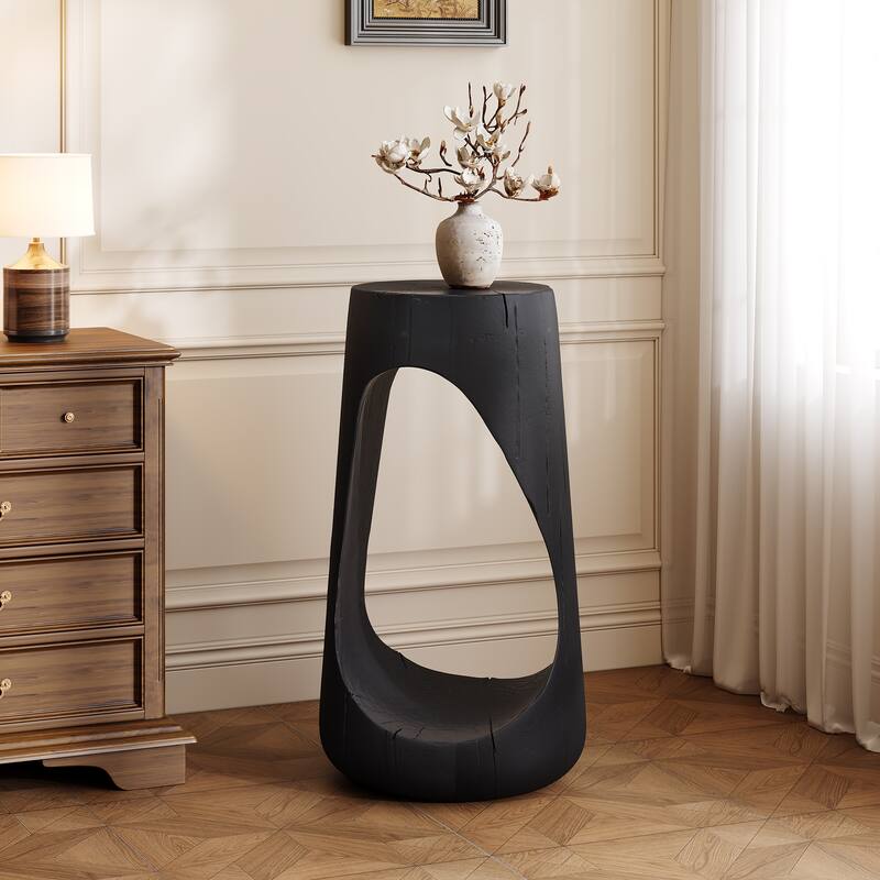 Modern Artistic Accent Table Side Table Hollow Design End Table - Black