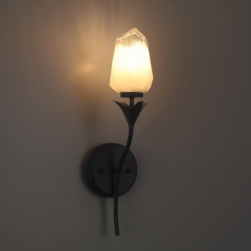 Acroma 1-Light Glass Shaded Dimmable Wall Sconce Listed