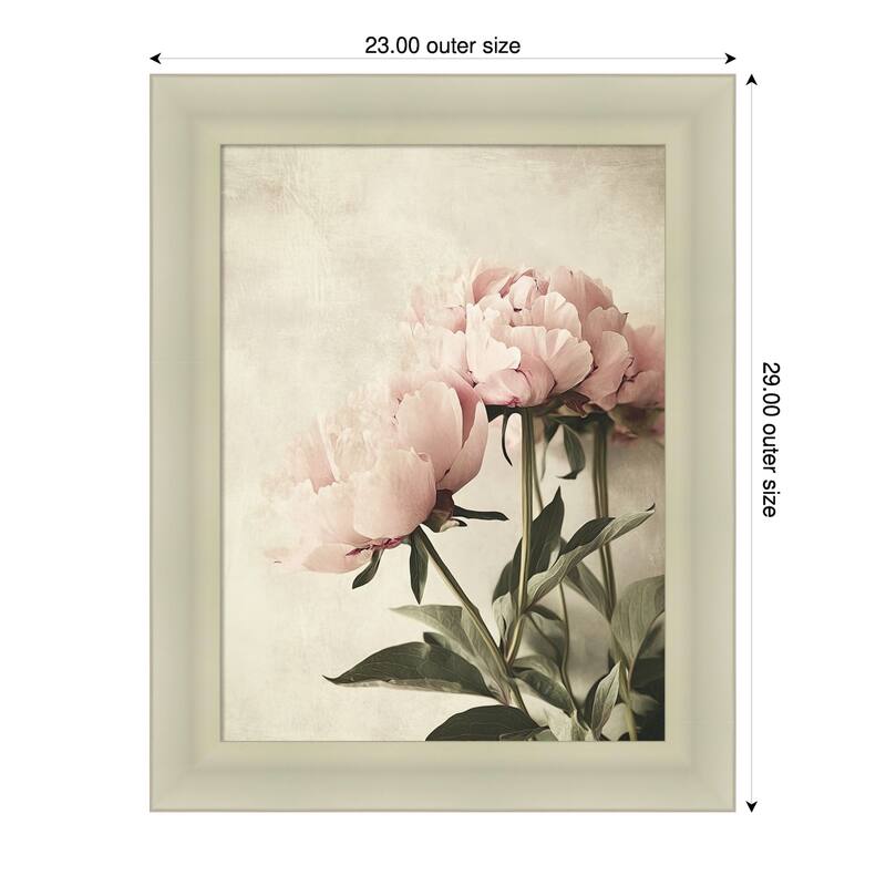 Soft Floral No. 2 by Tradelink inhouse artist Wood Framed Wall Art Print - 23 x 29 in - Silver