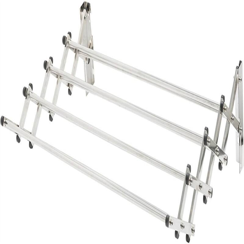 Racks Stainless Steel Wall Mounted Collapsible Laundry Clothes Drying Rack - 8"D x 33"W x 5"H