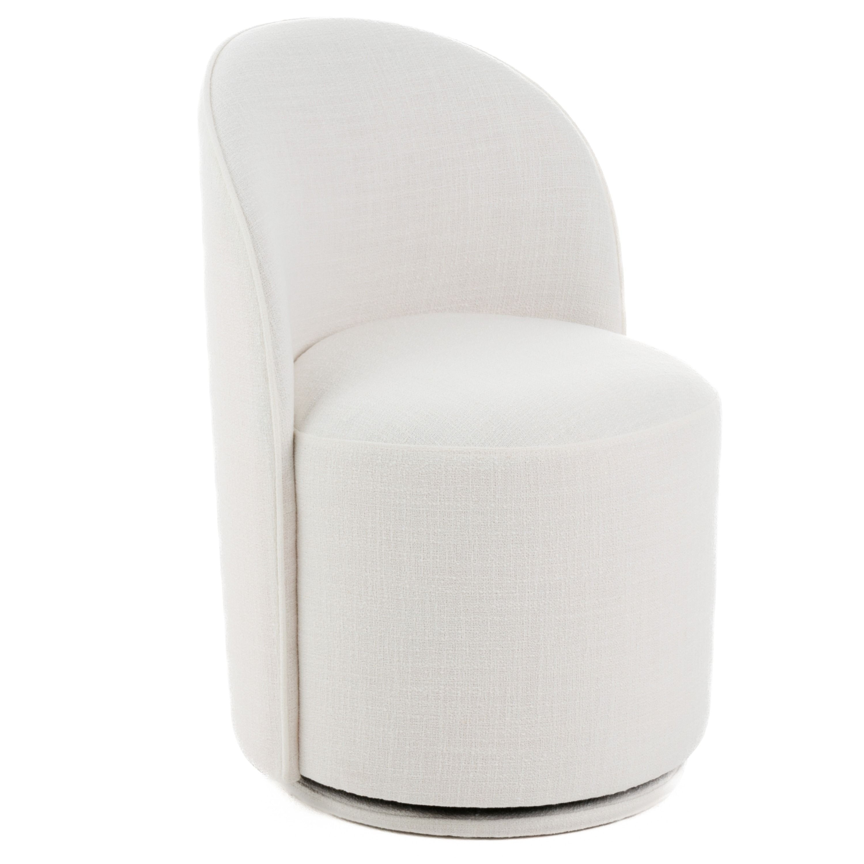 Modrest Correa Modern White Fabric Swivel Dining Chair