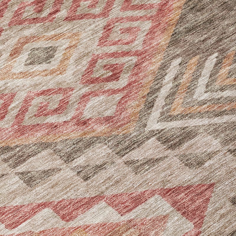 Machine Washable Indoor/ Outdoor Boho Tribal Chantille Rug