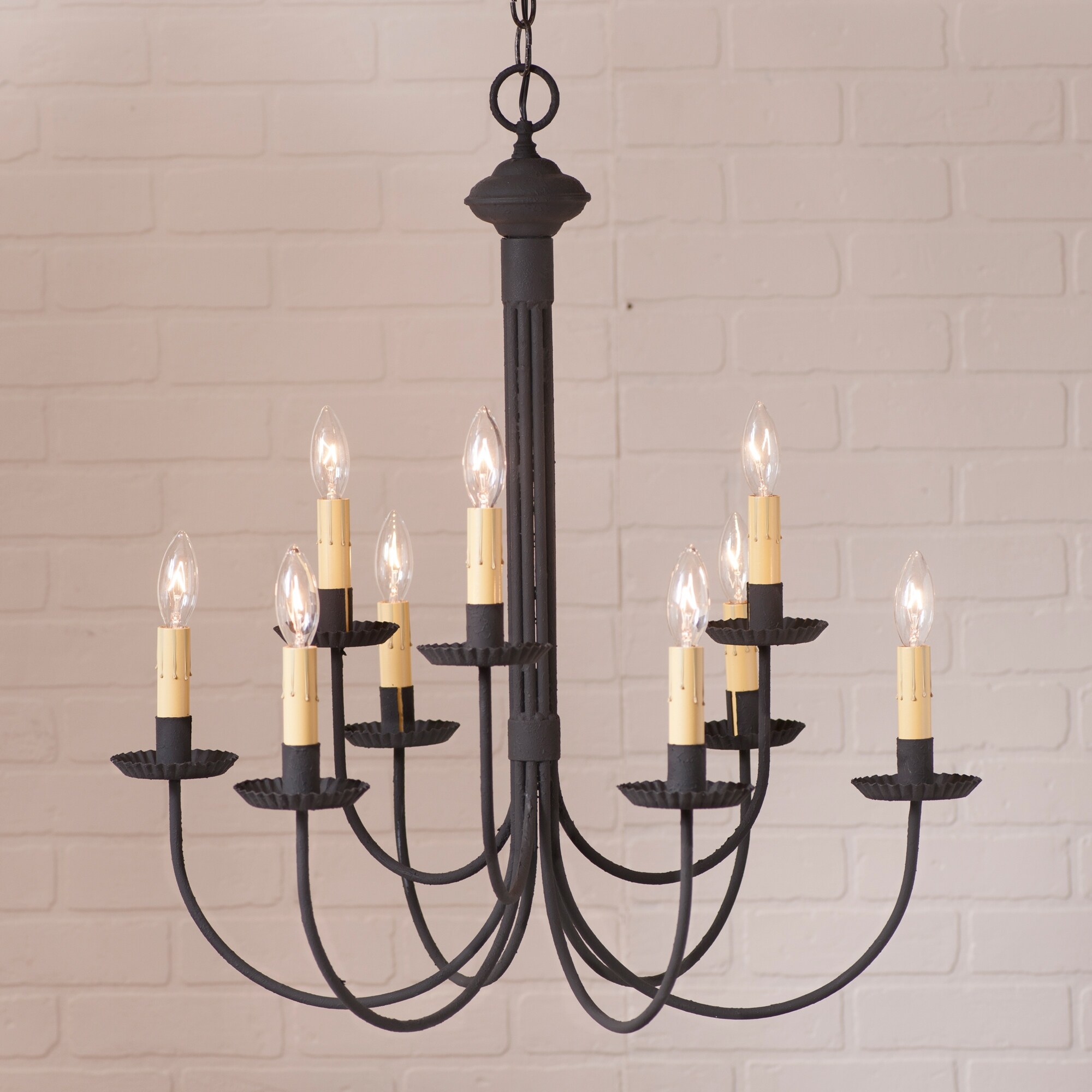 Irvin's Country Tinware 9-Arm Grandview Chandelier with Ecru Sleeves - 27 X 24 X 24 inches - Chandeliers For Bedrooms by Overstock.com