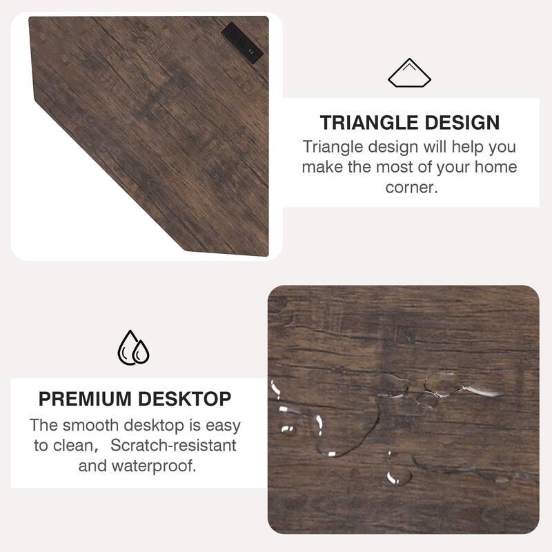 Corner Desk Small Desk with Outlets Corner Table for Small Space, Computer Desk with USB Ports Triangle Desk with Storage